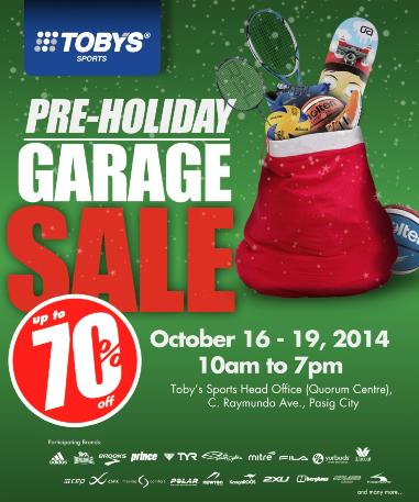 Tobys Sports Pre-Holiday Garage Sale @ Quorum Center October 2014