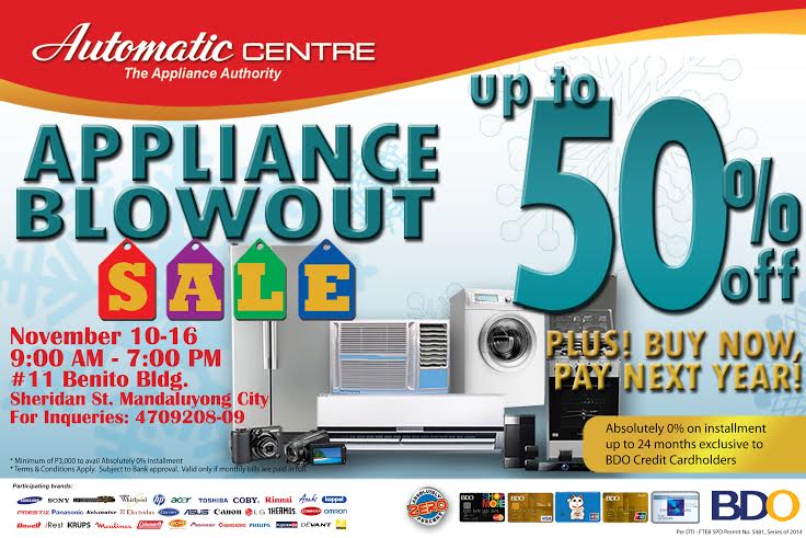 Automatic Center Appliance Blowout Sale November 2014