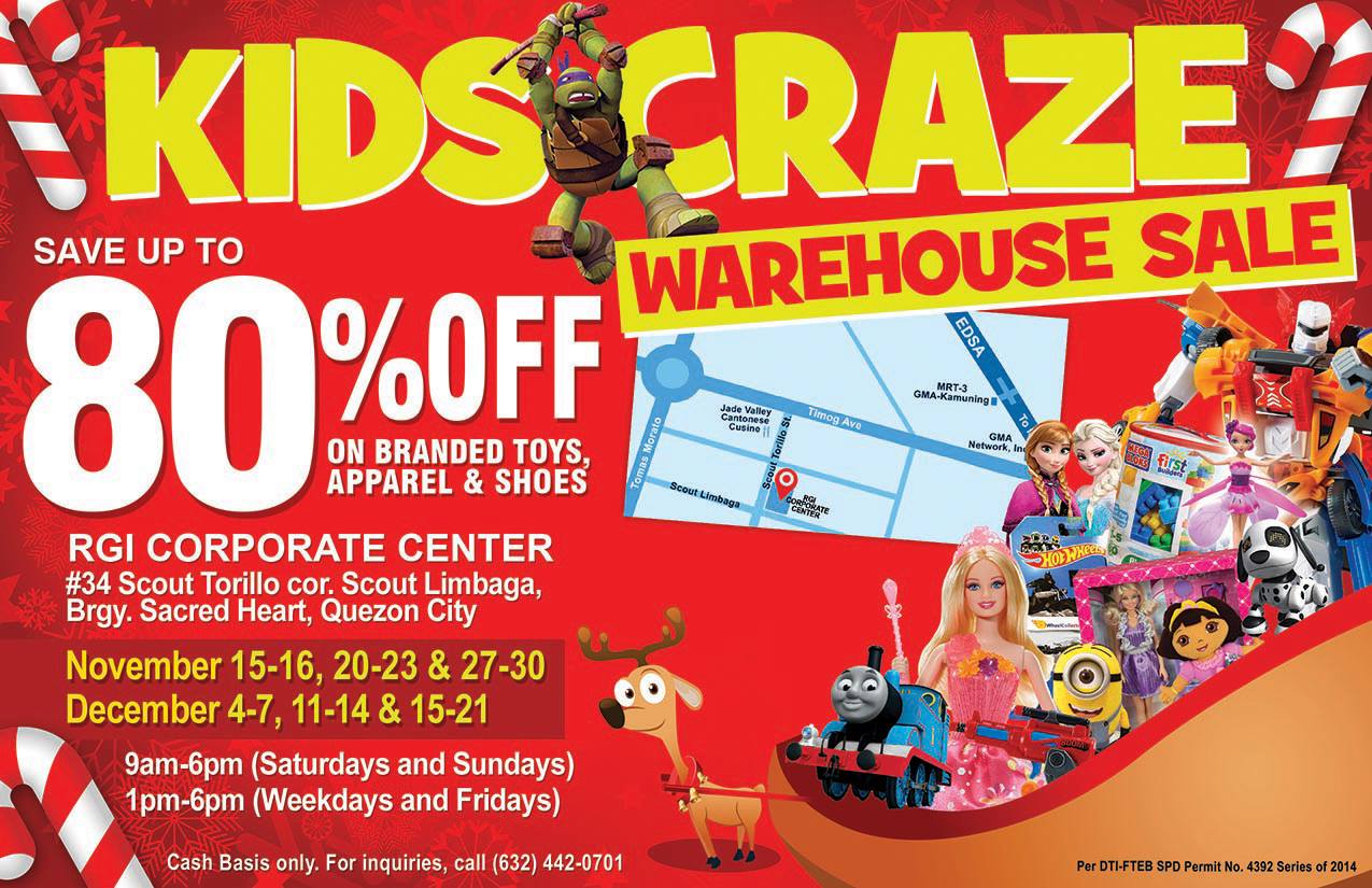 Kids Craze Warehouse Sale @ RGI Corporate Center November - December 2014