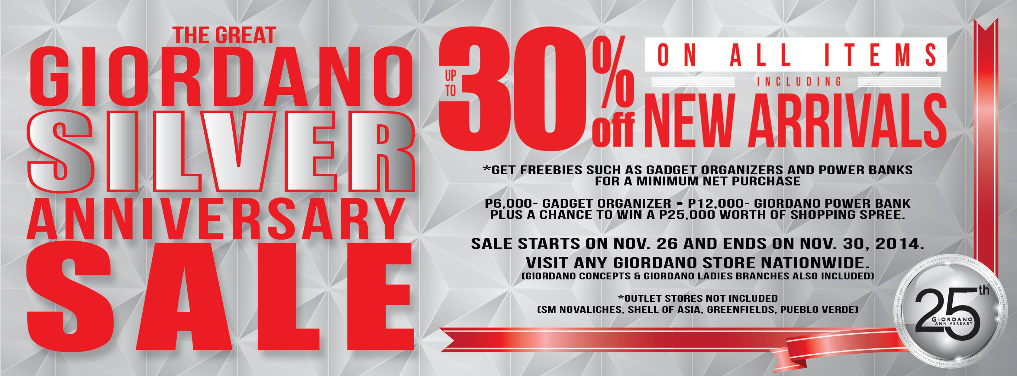 The Great Giordano Silver Anniversary Sale November 2014