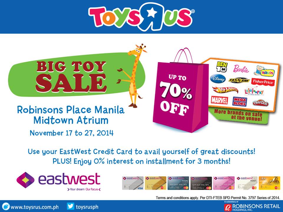 Toys R Us Big Toy Sale @ Robinsons Place Manila November 2014