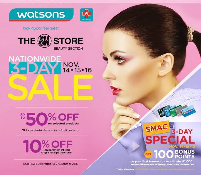 Watsons Nationwide 3-Day Sale November 2014