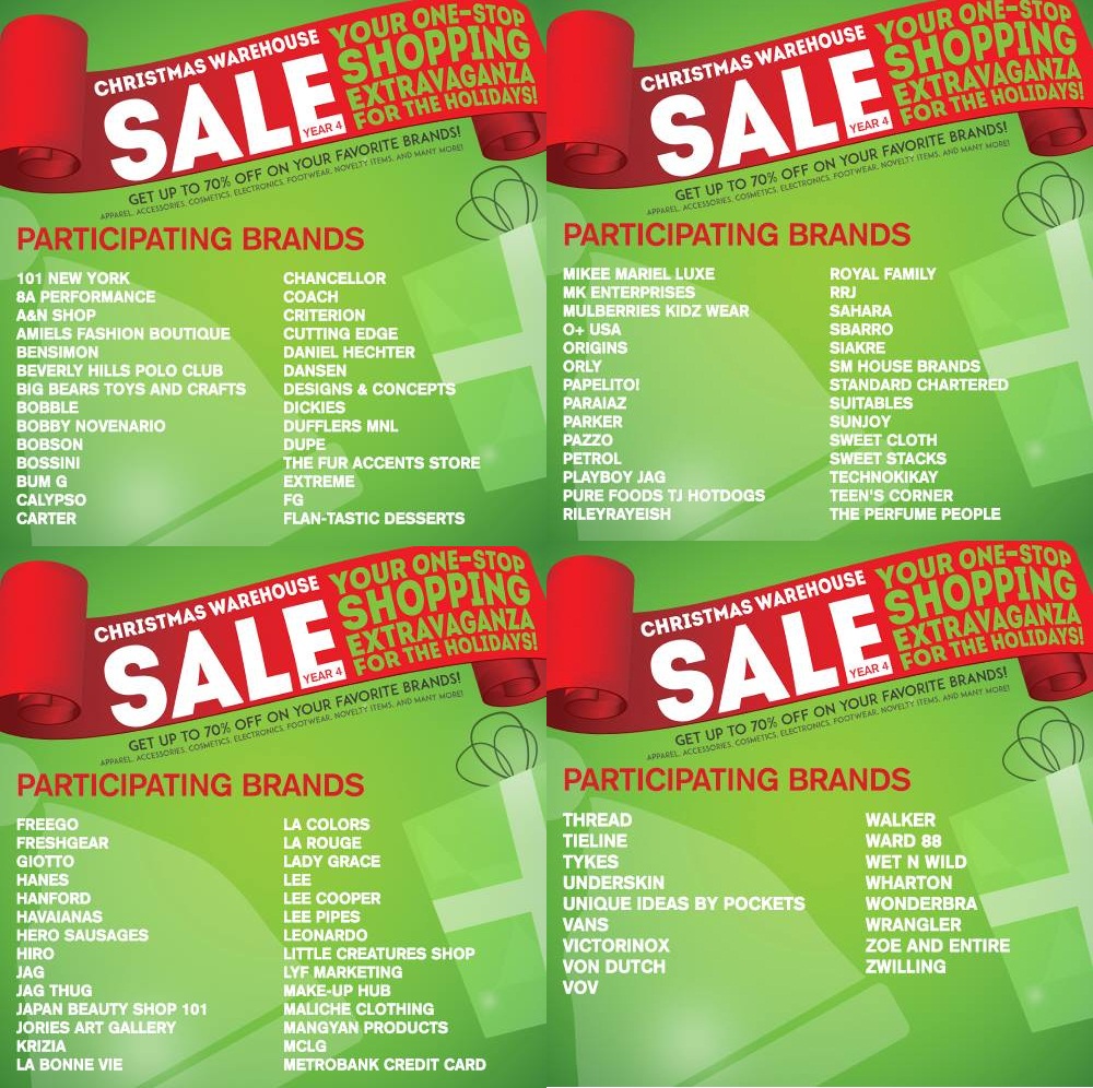 Christmas Warehouse Sale @ SMX Convention Center Participating Brands