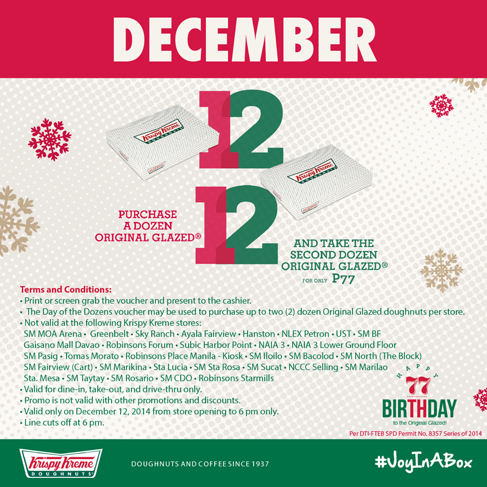 Krispy Kreme Day of the Dozens December 2014