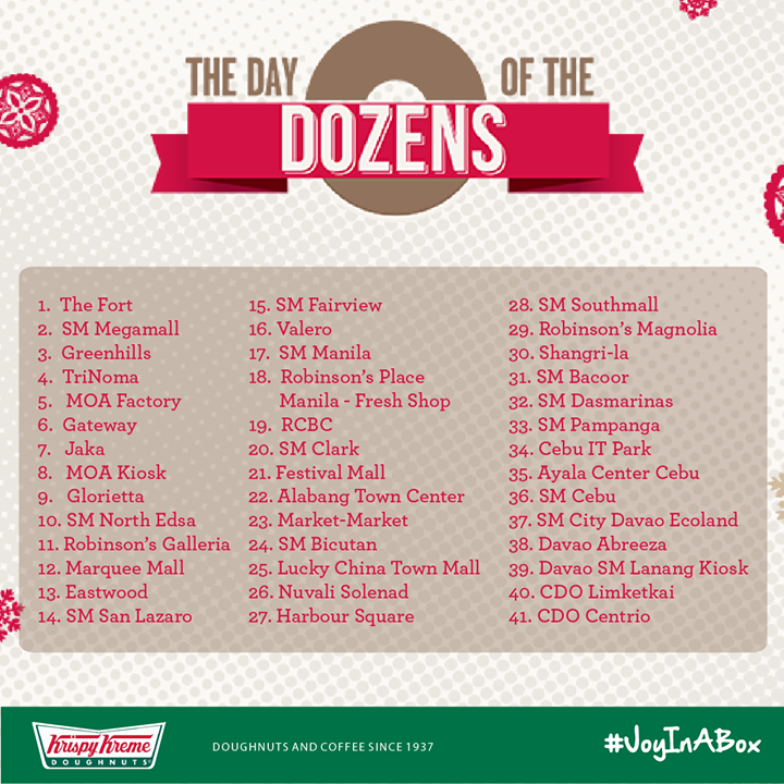 Krispy Kreme Day of the Dozens Participating Stores December 2014