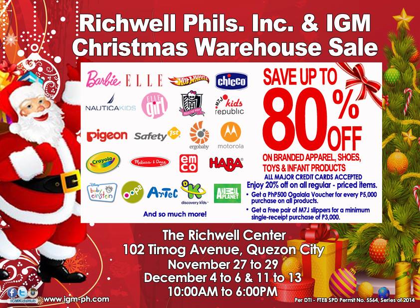 Richwell and IGM Christmas Warehouse Sale @ The Richwell Center December 2014