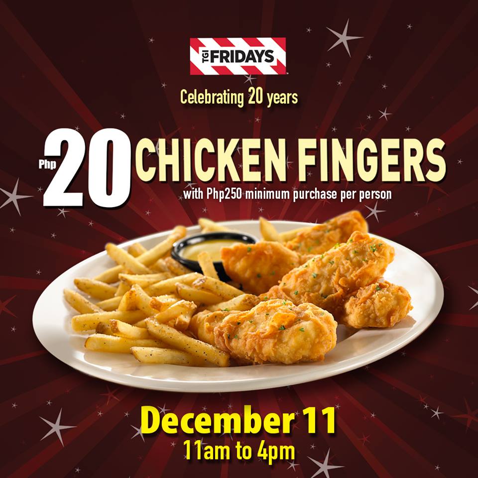 TGI Fridays 20th Anniversary Promo December 2014