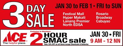 Ace Hardware 3-Day Sale January - February 2015