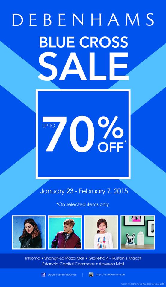 Debenhams Blue Cross Sale January - February 2015