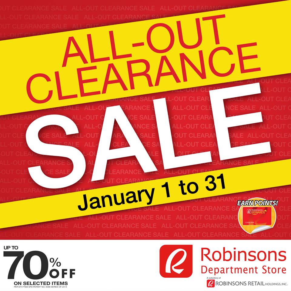 Robinsons Department Store All-Out Clearance Sale January 2015