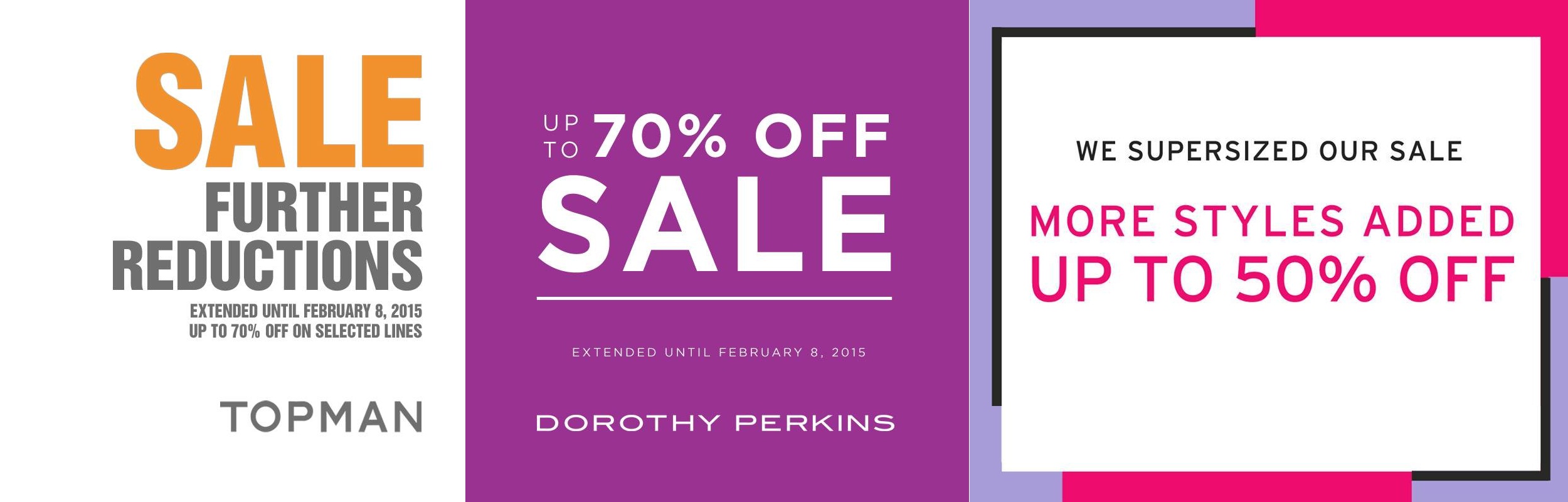 Topshop, Topman, Dorothy Perkins End of Season Sale January - February 2015