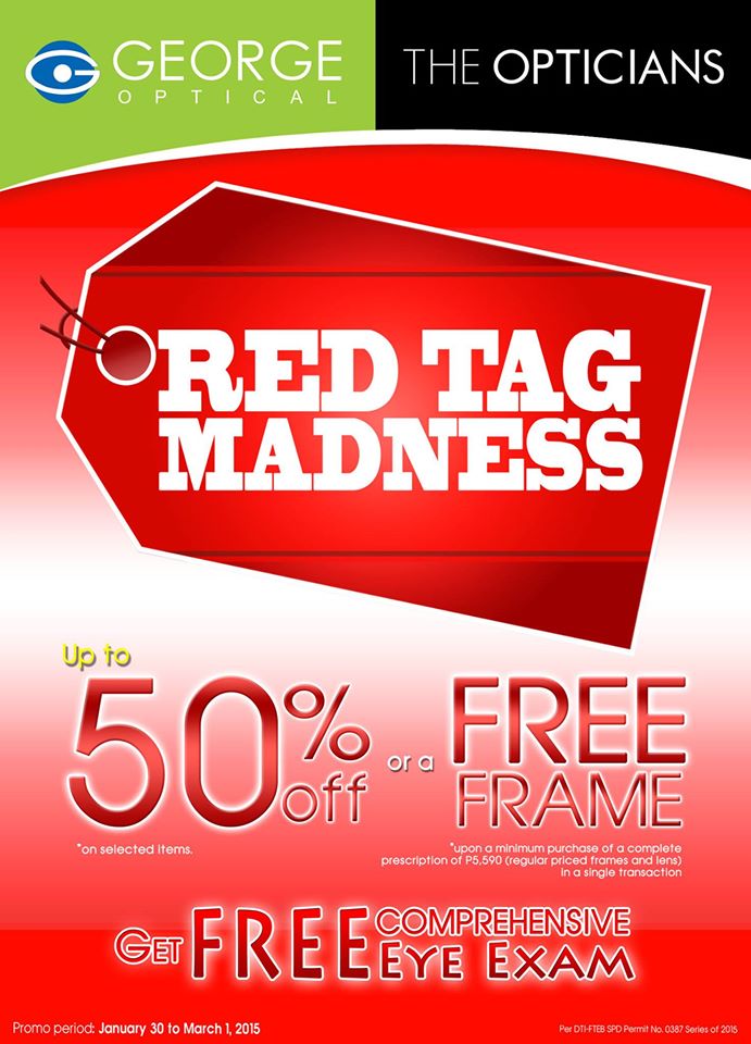 George Optical & The Opticians Red Tag Madness Promo February 2015