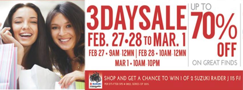 SM City Fairview 3-Day Sale February - March 2015