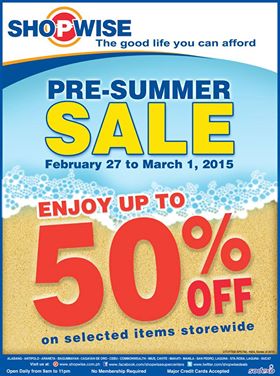 Shopwise Pre-Summer Sale February - March 2015