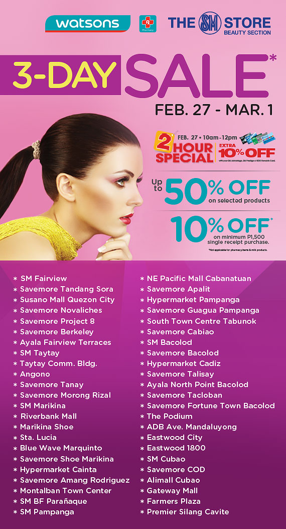 Watsons 3-Day Sale February - March 2015