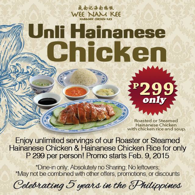 Wee Nam Kee Unli Hainanese Chicken Promo February 2015