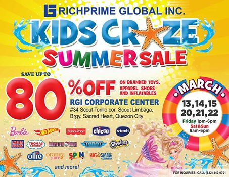 Kids Craze Summer Sale @ RGI Corporate Center March 2015