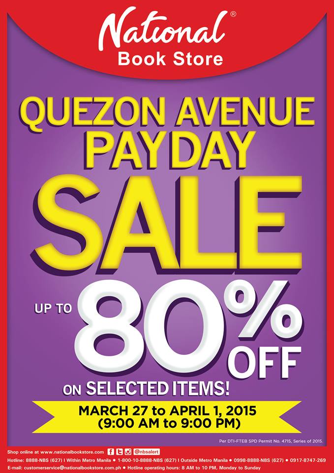 National Book Store Payday Sale @ NBS Quezon Avenue March - April 2015