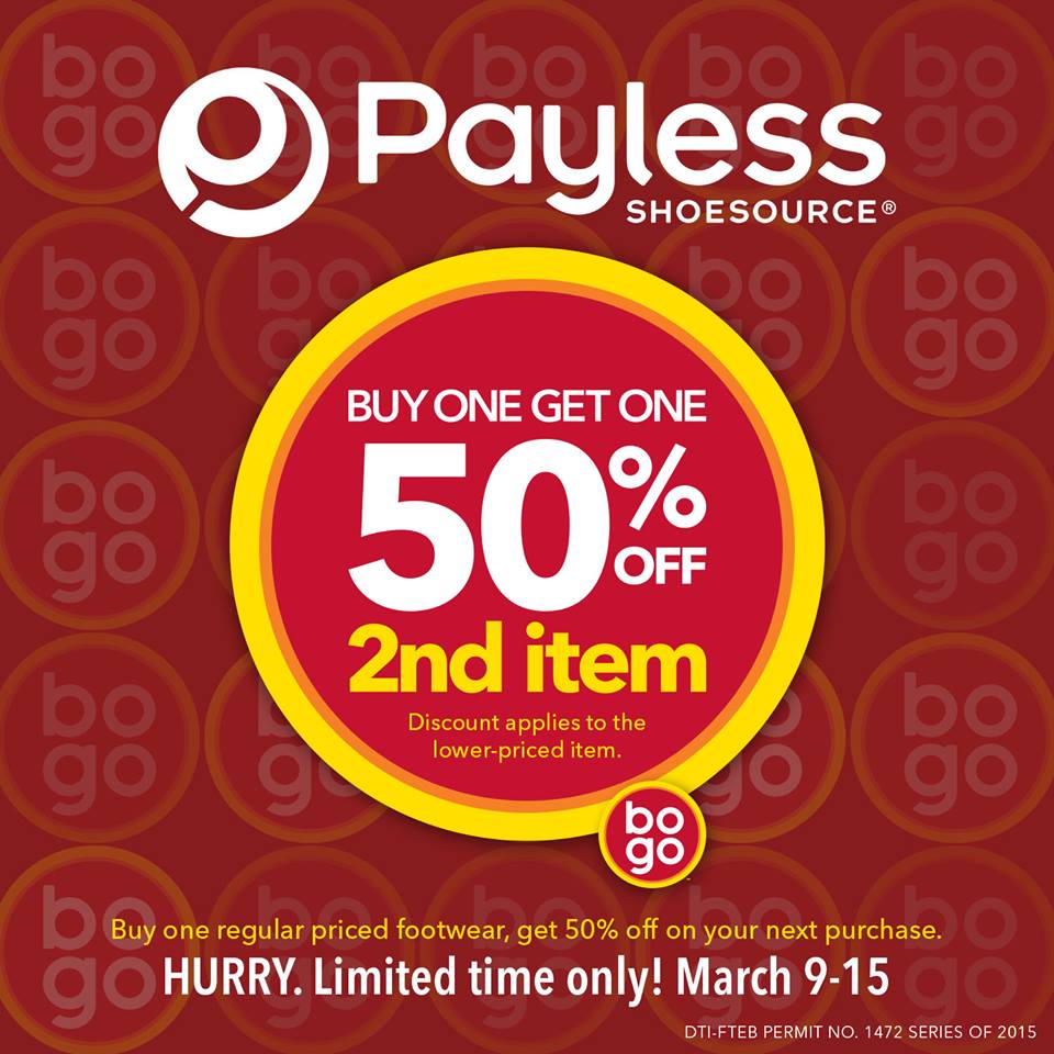 Payless Shoesource Buy 1 Get 2nd item at 50% off Promo March 2015