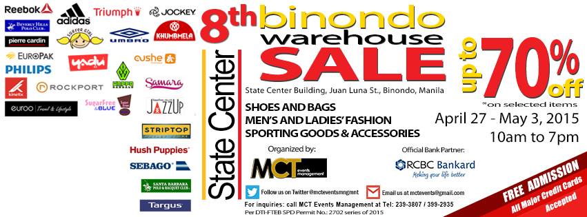 8th Binondo Warehouse Sale @ State Center Building April - May 2015