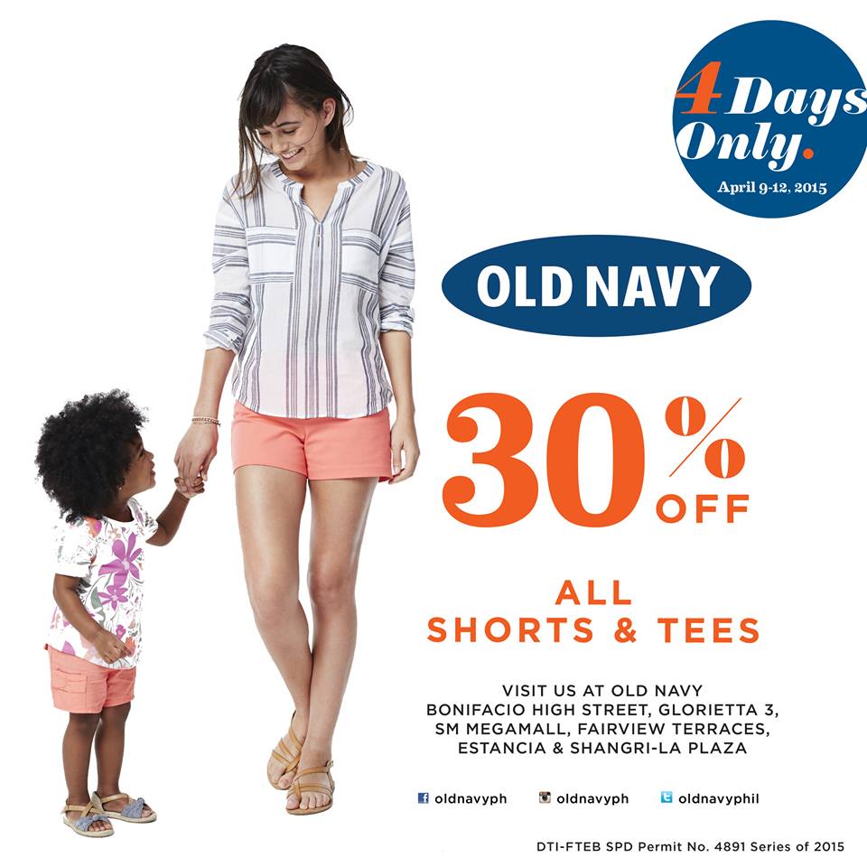 Old Navy Shorts and Tees Sale April 2015