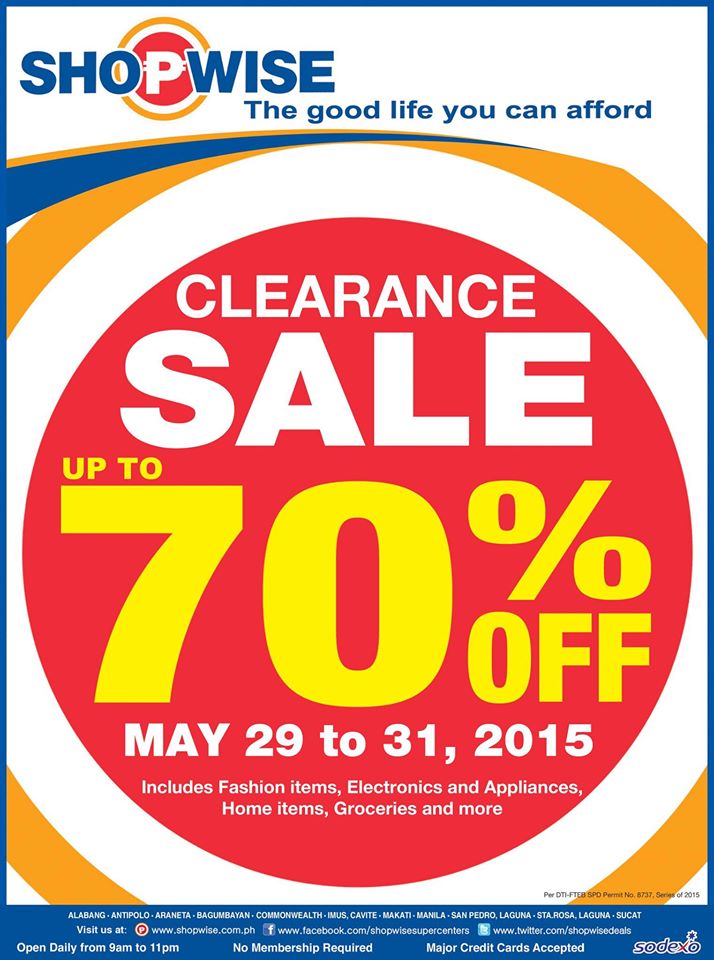 Shopwise Clearance Sale May 2015