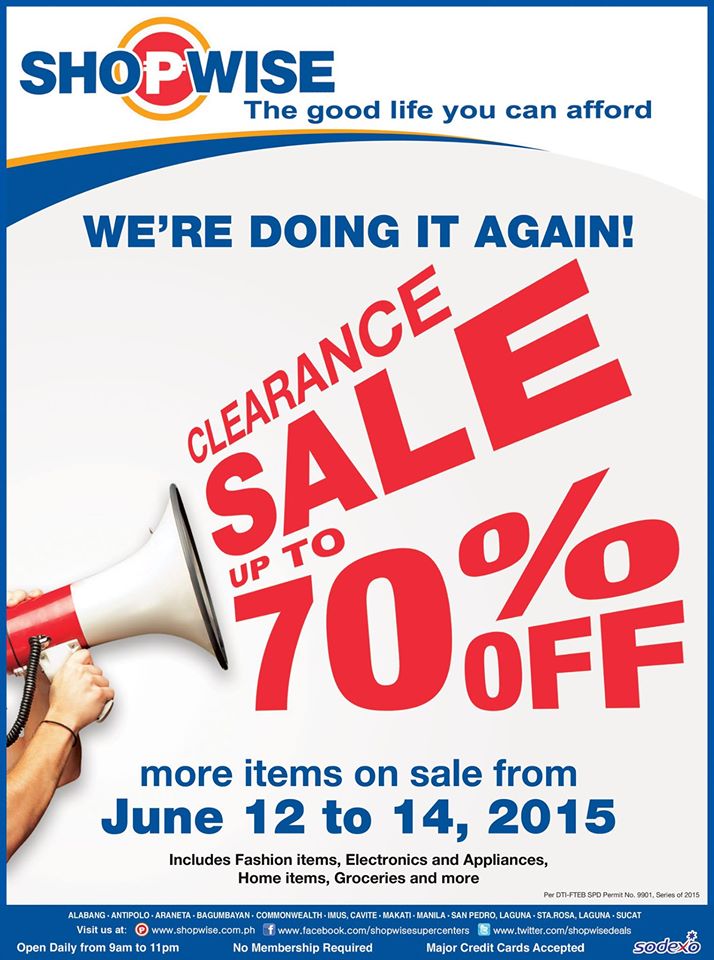 Shopwise Clearance Sale June 2015