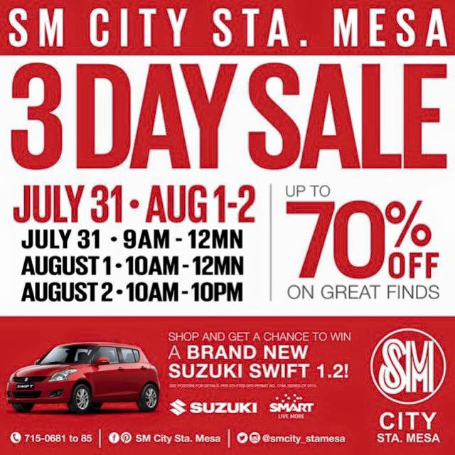 SM City Sta. Mesa 3-Day Sale July - August 2015