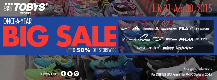 Toby's Sports Big Sale July - August 2015