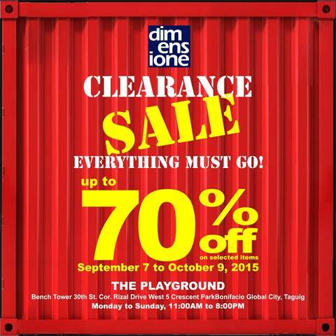 Dimensione Clearance Sale @ The Bench Tower BGC September - October 2015