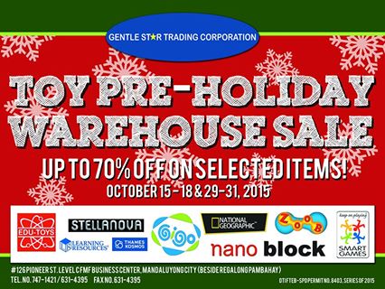 GST Toy Pre-Holiday Warehouse Sale @ FMF Business Center October 2015