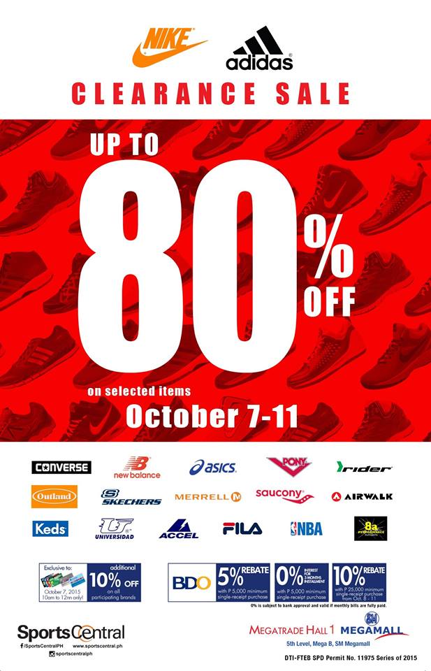 Sports Central Nike & Adidas Clearance Sale @ SM Megatrade Hall October 2015