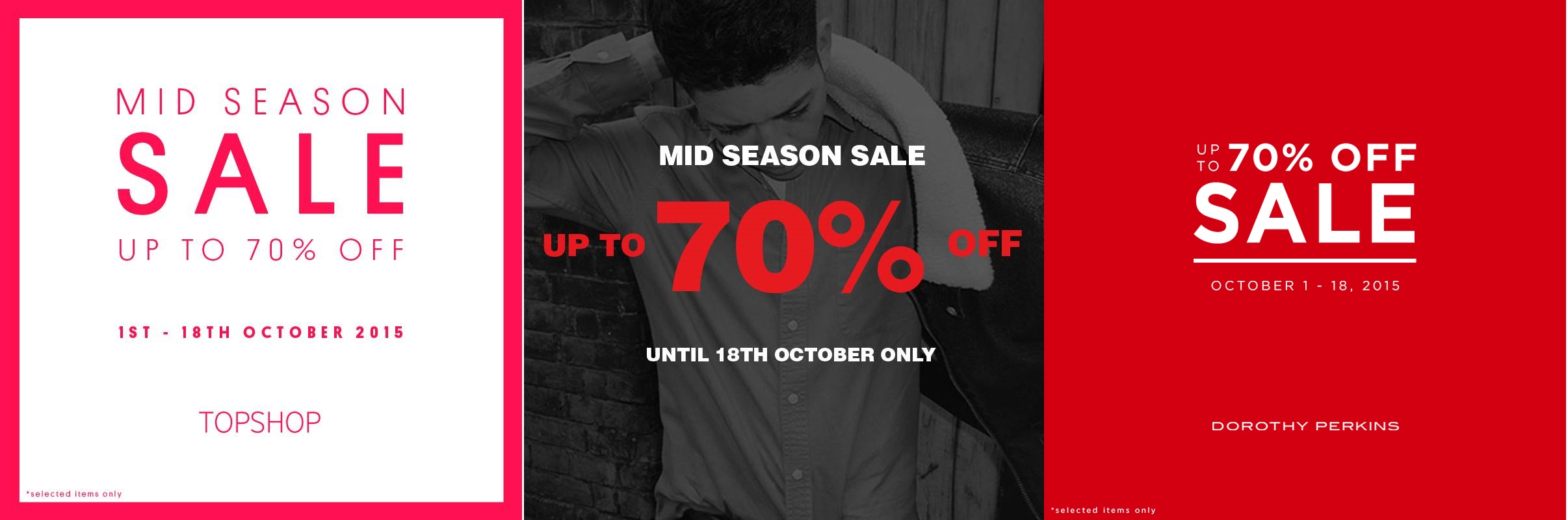 Topshop, Topman, Dorothy Perkins Mid-Season Sale October 2015