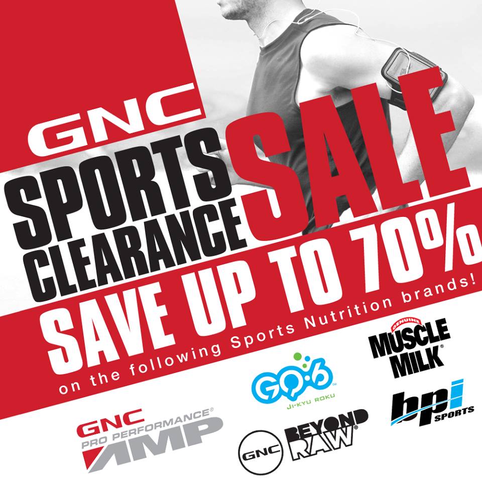 GNC Sports Clearance Sale August 8 September 30, 2016 Manila On Sale