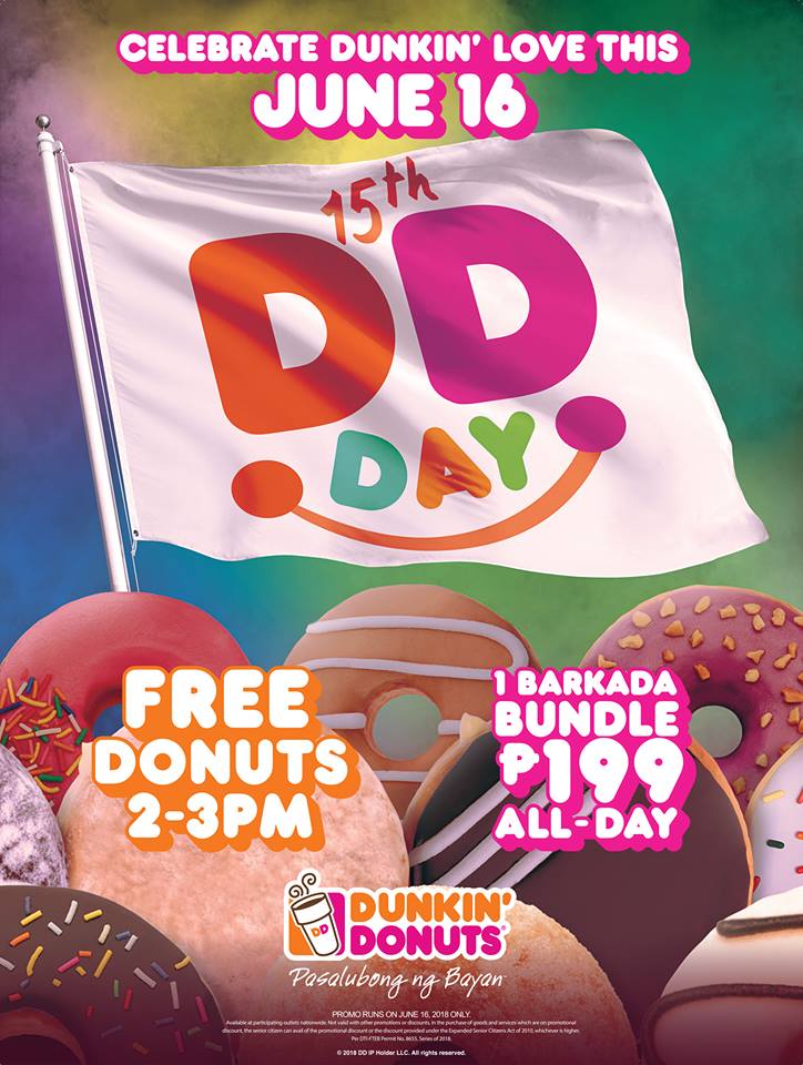 Free Donuts at Dunkin' Donuts 15th DDday 2018 Manila On Sale