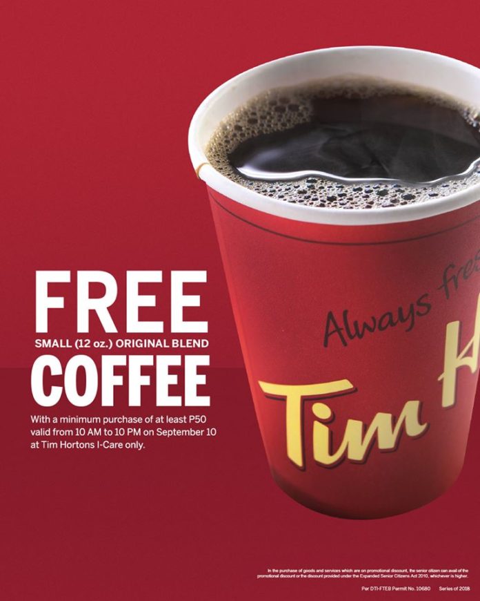 FREE Tim Hortons Coffee in Makati! Manila On Sale