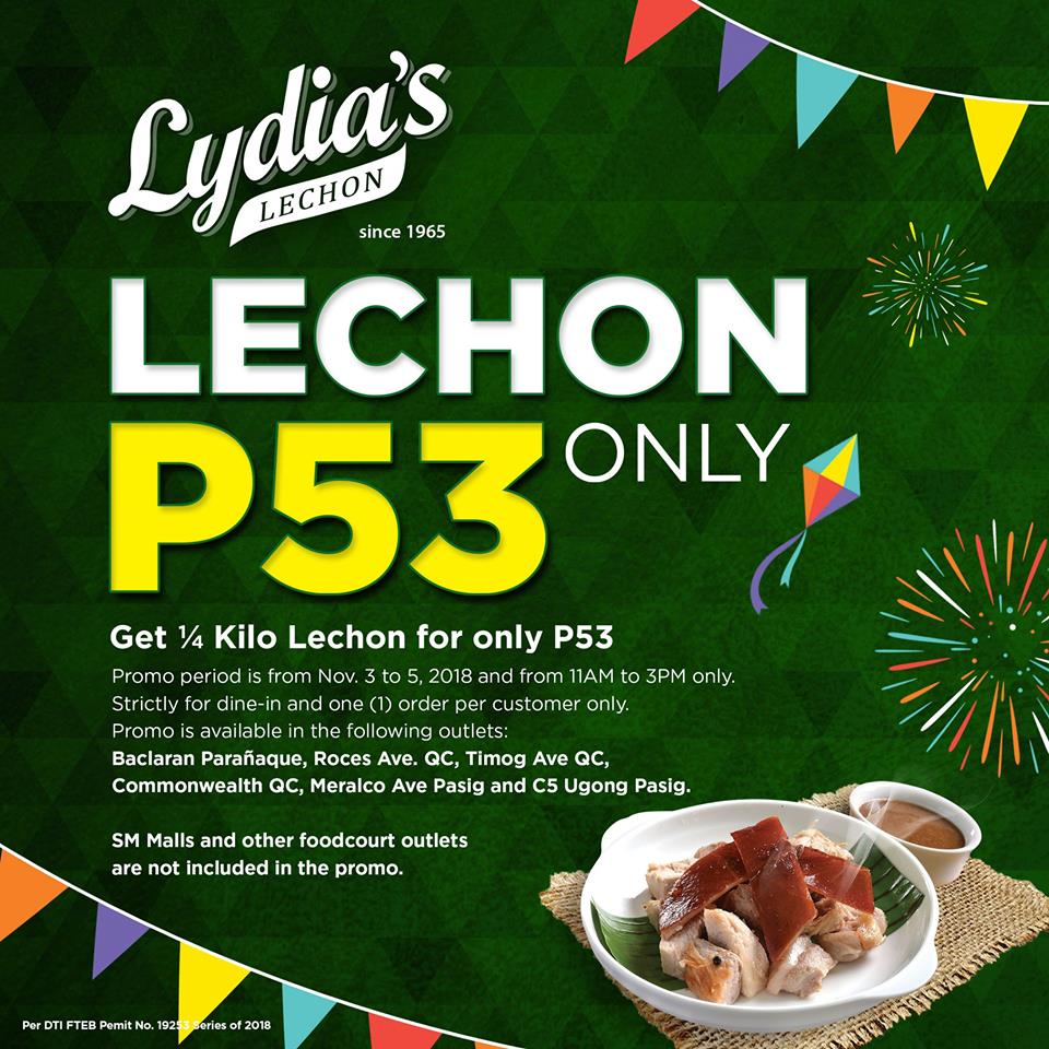 Lydia's Lechon for Only Php53 Manila On Sale