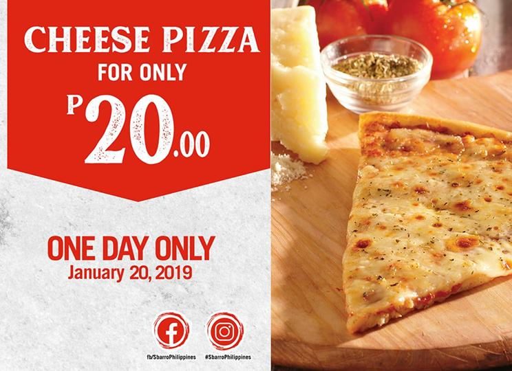 One Day Only Sbarro Pizza Slice for Php20 Manila On Sale