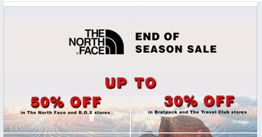 north face end of season sale