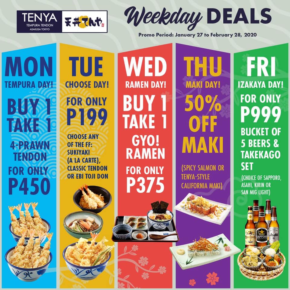 Tenya Weekday Deals February 2020 | Manila On Sale