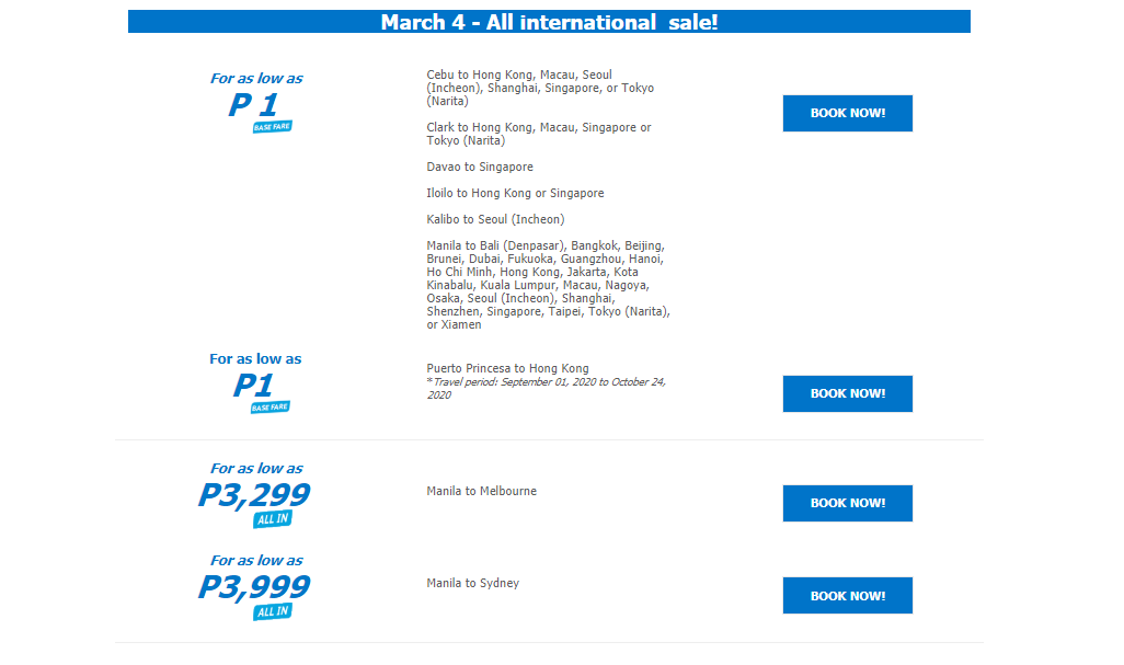 Cebu Pacific Piso Sale March 2020 | Manila On Sale 2020