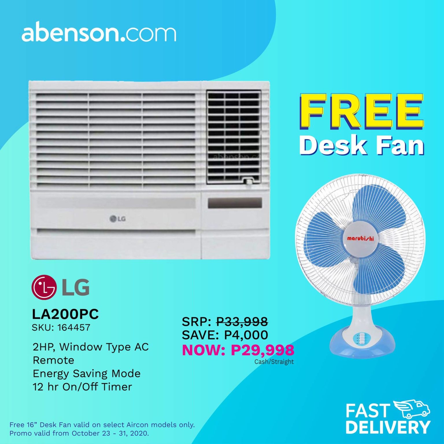 Abenson Aircon Awesome Deals w/ FREE Desk Fan Manila On Sale