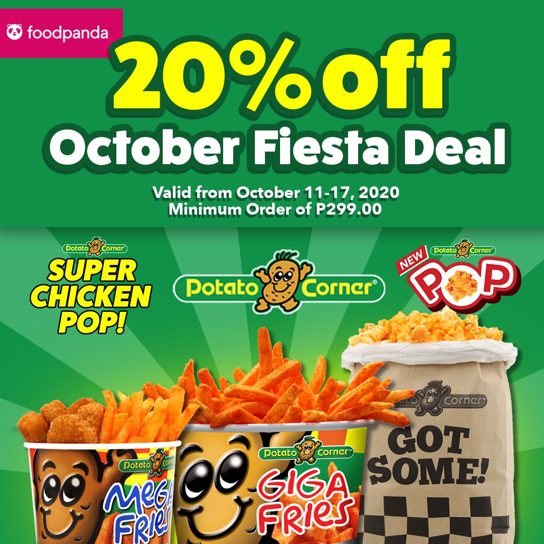 Potato Corner 20 OFF Promo via FoodPanda Manila On Sale
