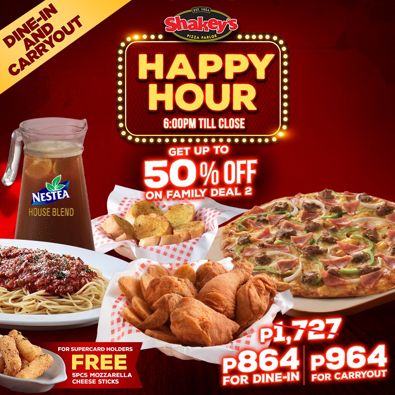 Shakey's - 50% OFF Happy Hour Family Meal Deal | Manila On Sale