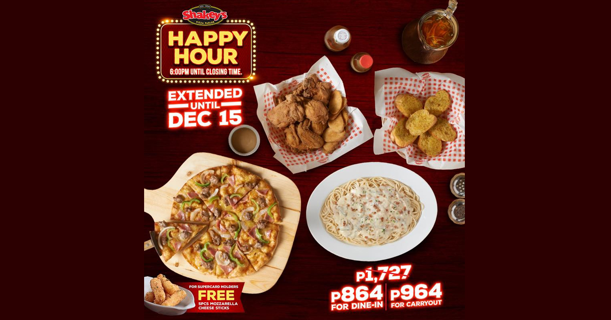 Shakey's 50 OFF Happy Hour Promo (Extended till Dec 15) Manila On Sale