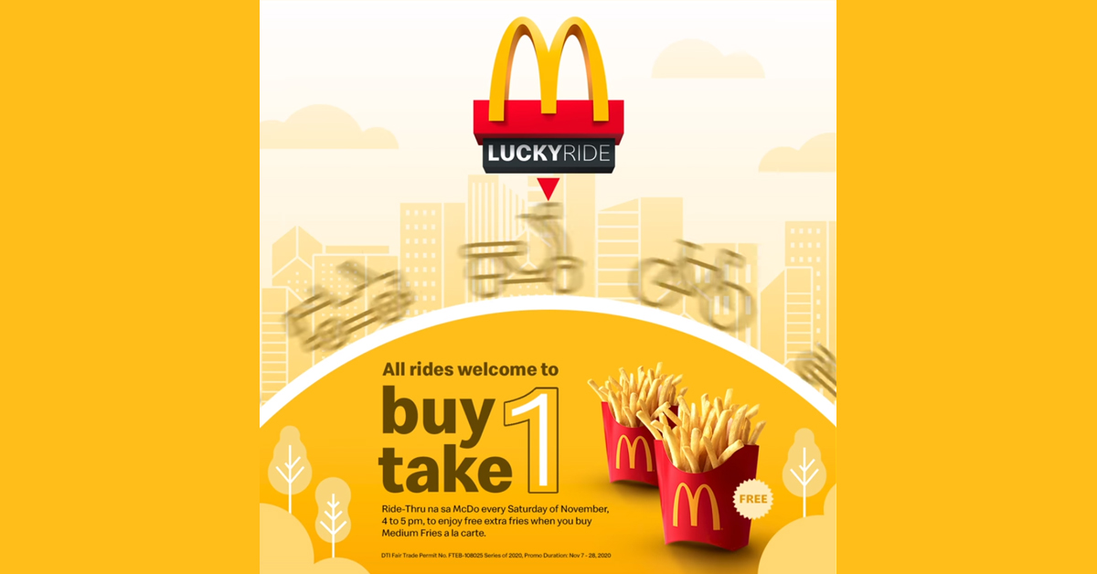 McDonald's BUY 1 TAKE 1 Medium Fries DriveThru Promo Manila On Sale