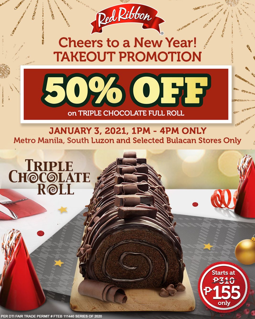 Red Ribbon 50% OFF Triple Chocolate Roll Promo | Manila On Sale