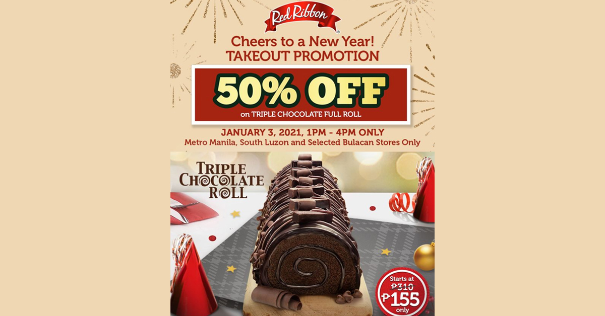 Red Ribbon 50 OFF Triple Chocolate Roll Promo Manila On Sale