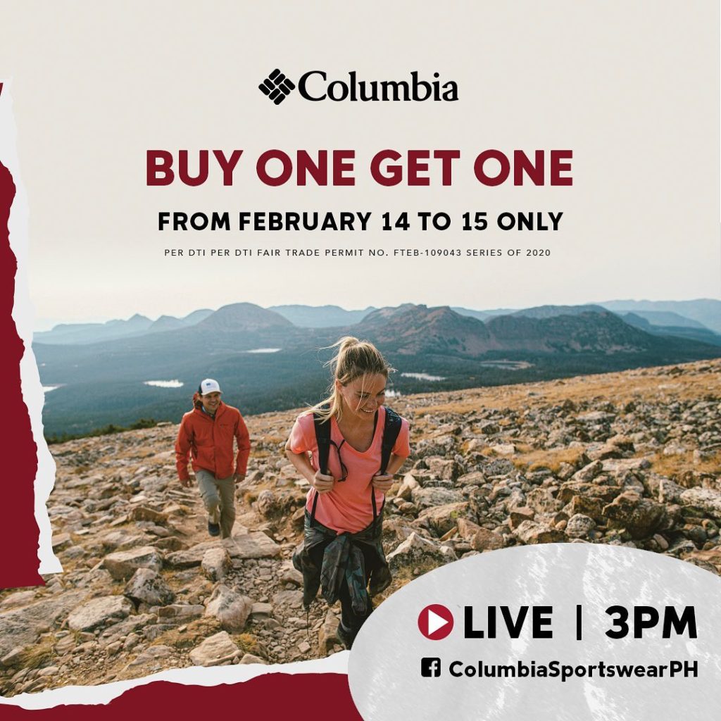 Columbia Sportswear BUY 1 GET 1 Valentines Promo Manila On Sale