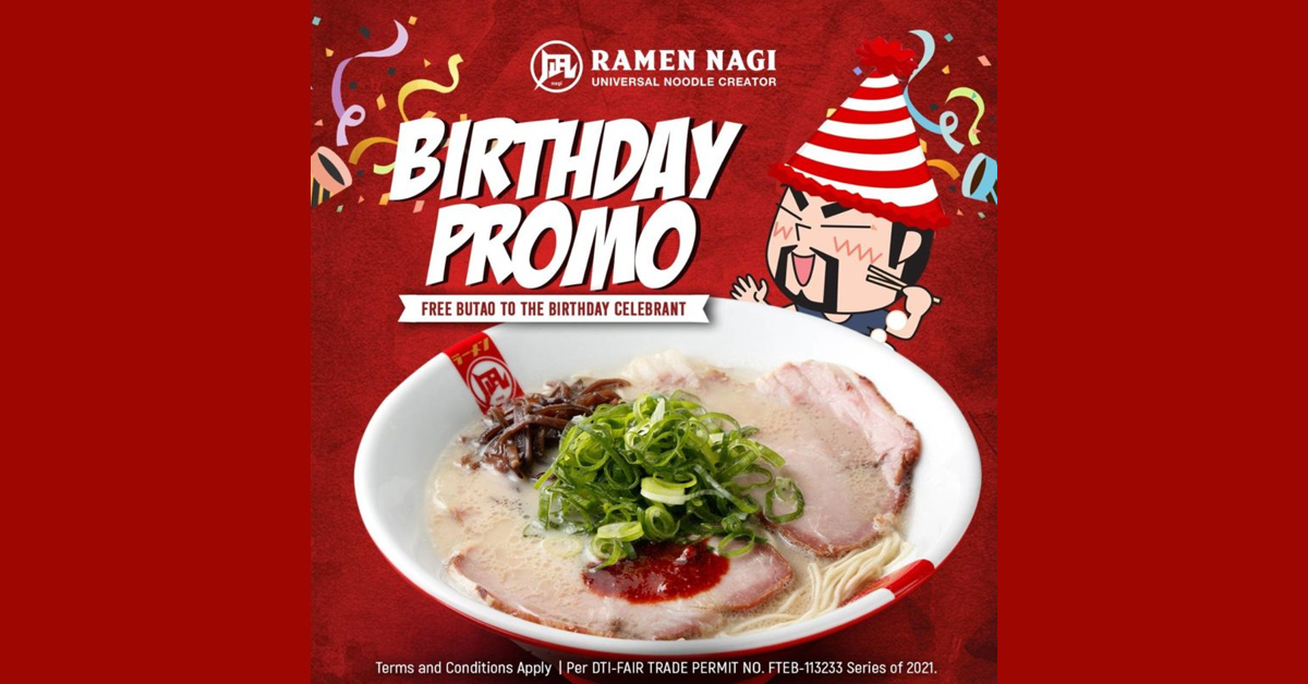 Ramen Nagi FREE Butao King Birthday Promo Manila On Sale